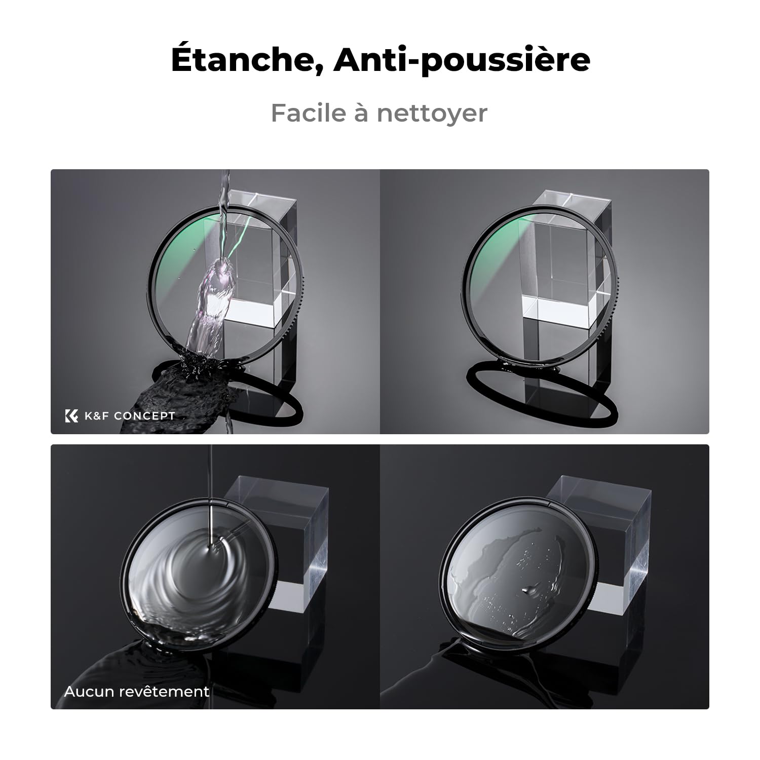 Kit Accessoires Objectif 77mm K&F Concept - Filtre UV + Polarisant (CPL) + 2 Bouchons + Dragonne + Chiffons