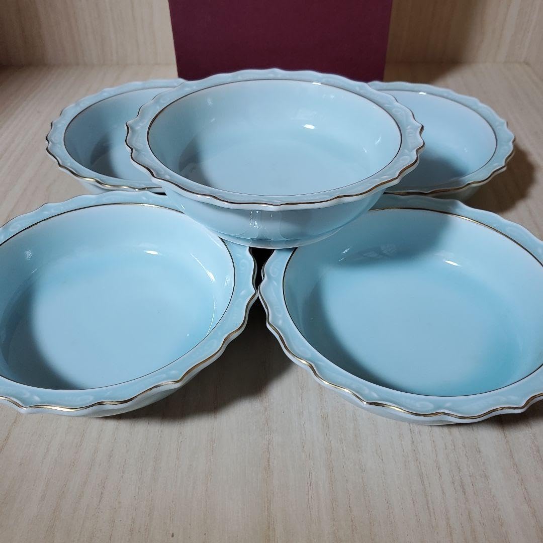 【未使用】たち吉　青嵐　5枚セット 602 未使用 橘吉 青嵐 たち吉 青磁 双魚彫 湯呑み揃 5客 湯飲み茶碗