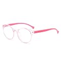 SYGA Children's Anti-Blue Light Glasses Lightweight Round Flat Glasses Frames For 4-12 Years old Kids (Transparent pink 