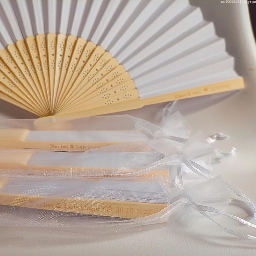 Ter Personalized Engraved Hand Fan Wedding Fold Fan Vintage Fans Customized Wedding Favor Party Gifts (20pcs)
