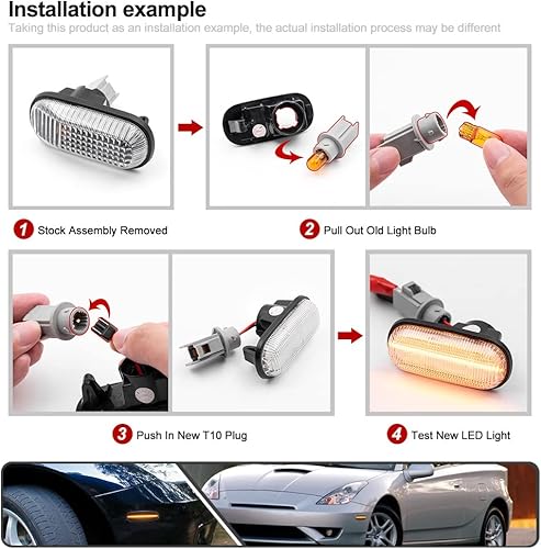 Miniatura 8 de 2 unids completo ámbar LED lado marcador luces para Toyota Supra JZA80 MR2 Spyder ZZW30 Celica ZZT230 señal de giro frontal Sidemarker lámpara OEM