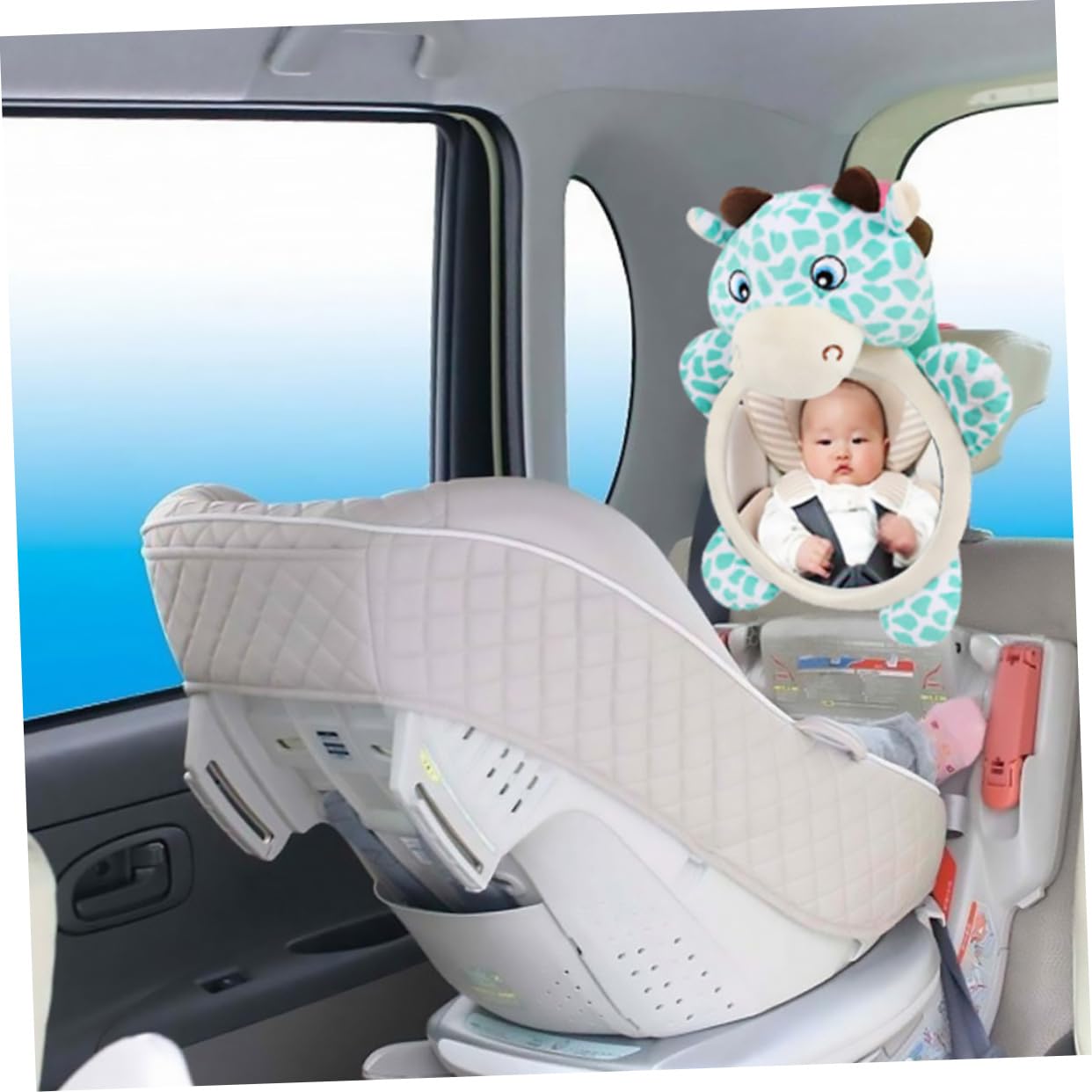 KOMBIUDA 3pièces Miroir De Sécurité Arrière Pour Girafe Miroir Observation Pour Siège Auto Installation Facile Et Durable Design Adorable Pour Parents