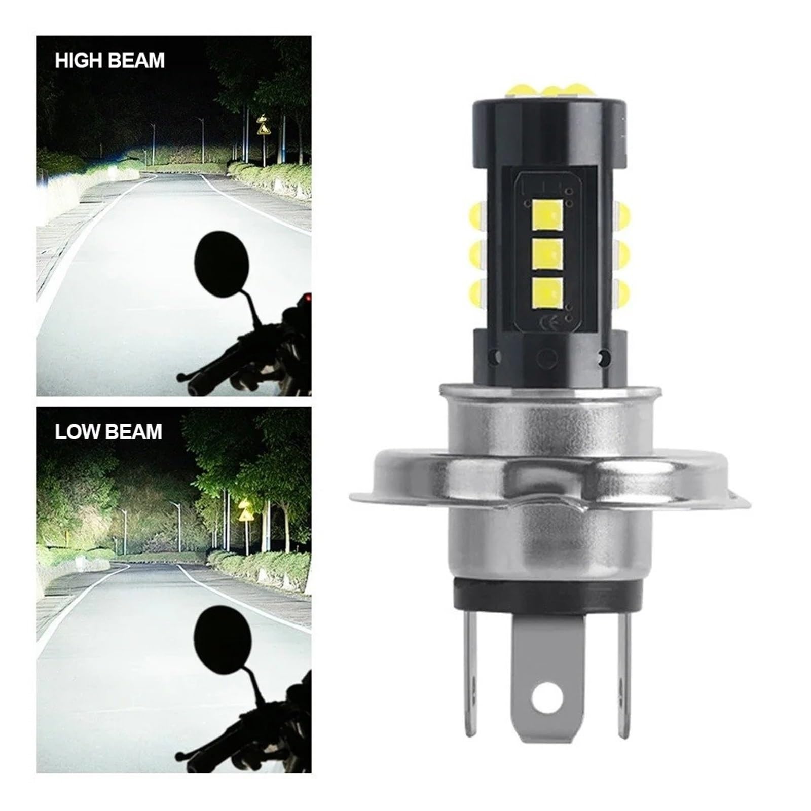 Pour Moto Scooter Tricycle LED Phare De Blanc Feux Croisement Ampoules 12V Antibrouillard H4 BA20D P15D-H6 Phare De Moto(H4)