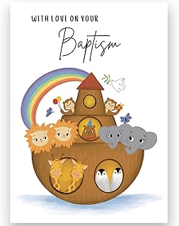 BYANIKA A6 Happy Baptism Card | On Your Baptism Day Cards | Gifts For Boys Girls | Granddaughter Grandson Goddaughter Godson | Son Daughter | Niece Nephew | Baby Boy Girl