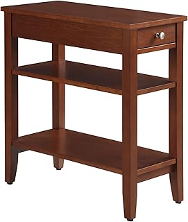 Convenience Concepts American Heritage Chairside End Table with Drawer 23.5" - Classic Living Room Table with Storage Shelf, Bedroom Nightstand, Cherry