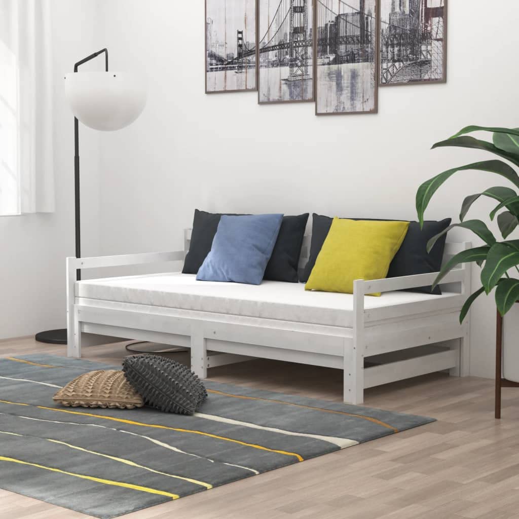 Hothingwell Łóżko przesuwne 2X 90x200 cm Białe lite drewno sosnowe