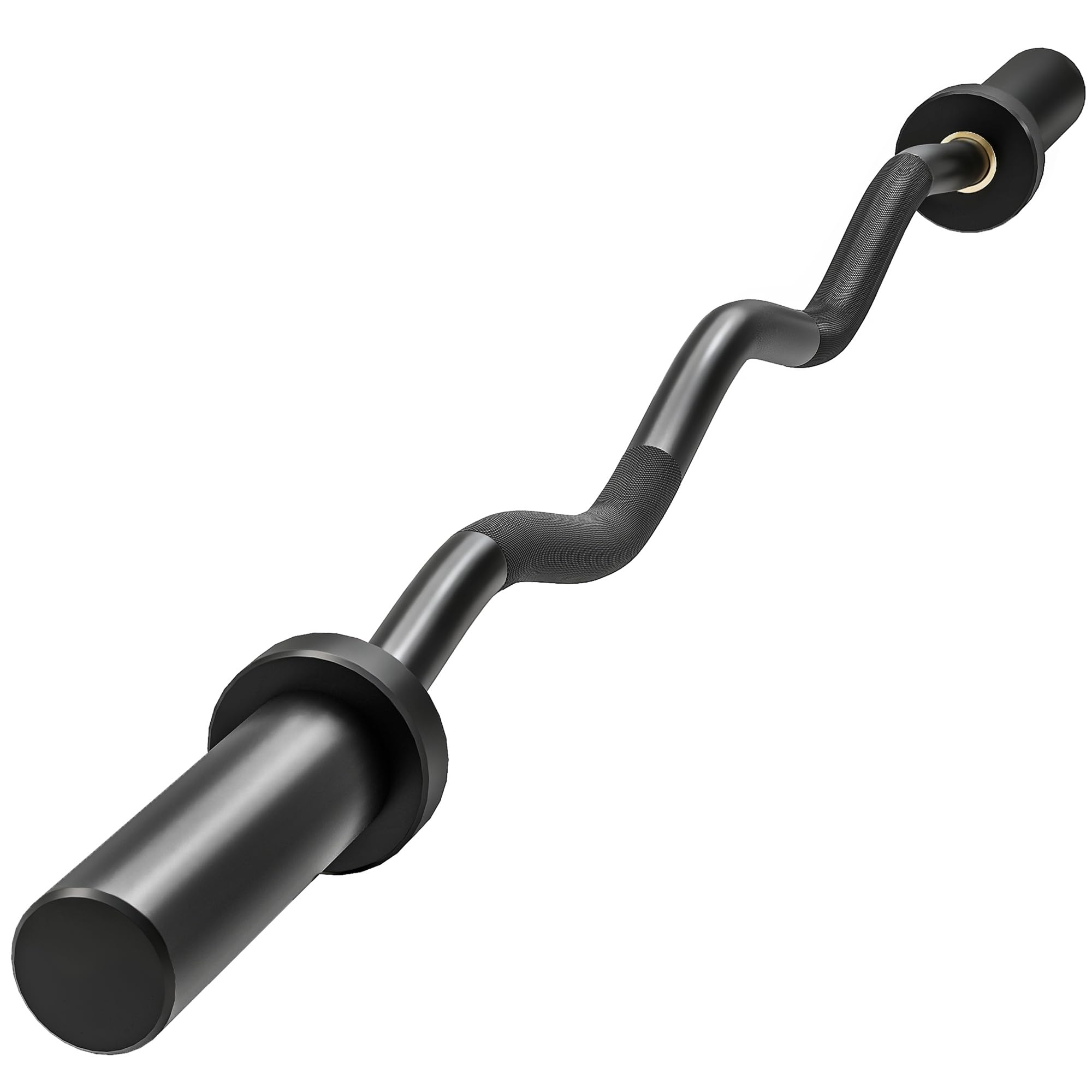 Sportnow Unisex Black 4Ft Olympic Ez Curl Bar, Barbell Bar For 2" Weight Plates,