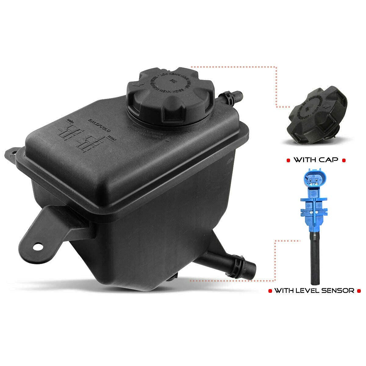 A-Premium Engine Coolant Reservior Tank with Cap & Sensor Replacement for BMW E61 E60 525i 528xi 530i 530xi 535xi 545i 645Ci 550i 650i