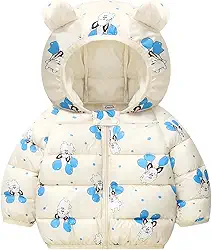 Casaco acolchoado para bebês meninos e meninas, roupas de inverno com capuz de urso 9 a 6 anos