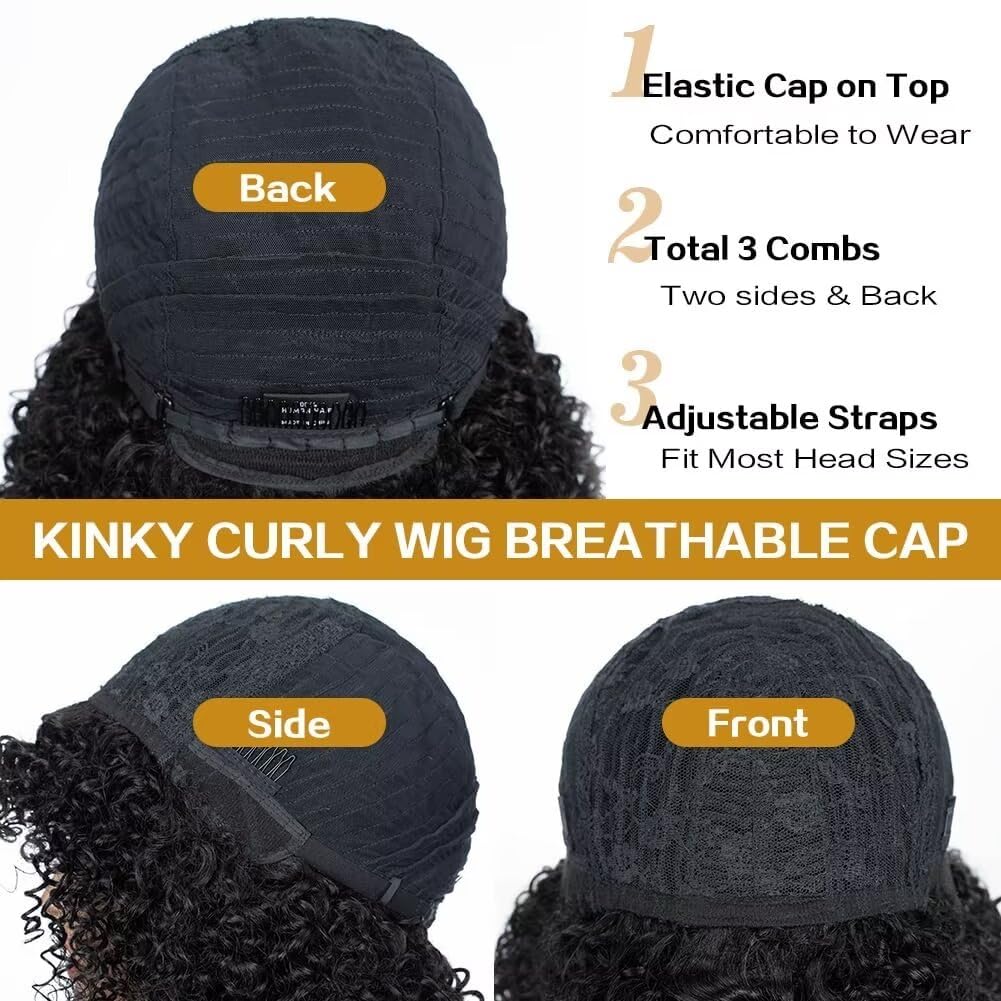 Parrucche corte ricci Parrucca umana per capelli with Bangs Glueless Curly Wigs for Women Parrucche vergini brasiliane 180% densità None Lace Front Wigs Nero naturale 10 inch curly human hair wig