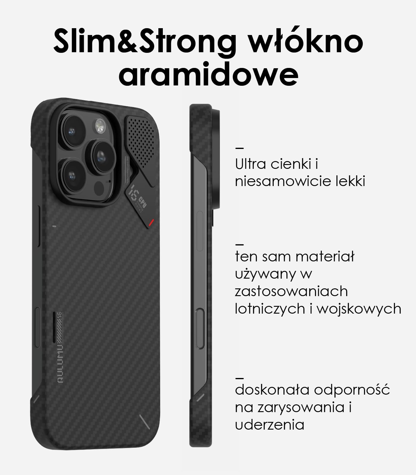 Aulumu A16 Etui z Włókna Aramidowego dla iPhone 16 Pro Max | Ultra Cienkie | Prawdziwe Chłodzenie | Kompatybilne z MagSafe