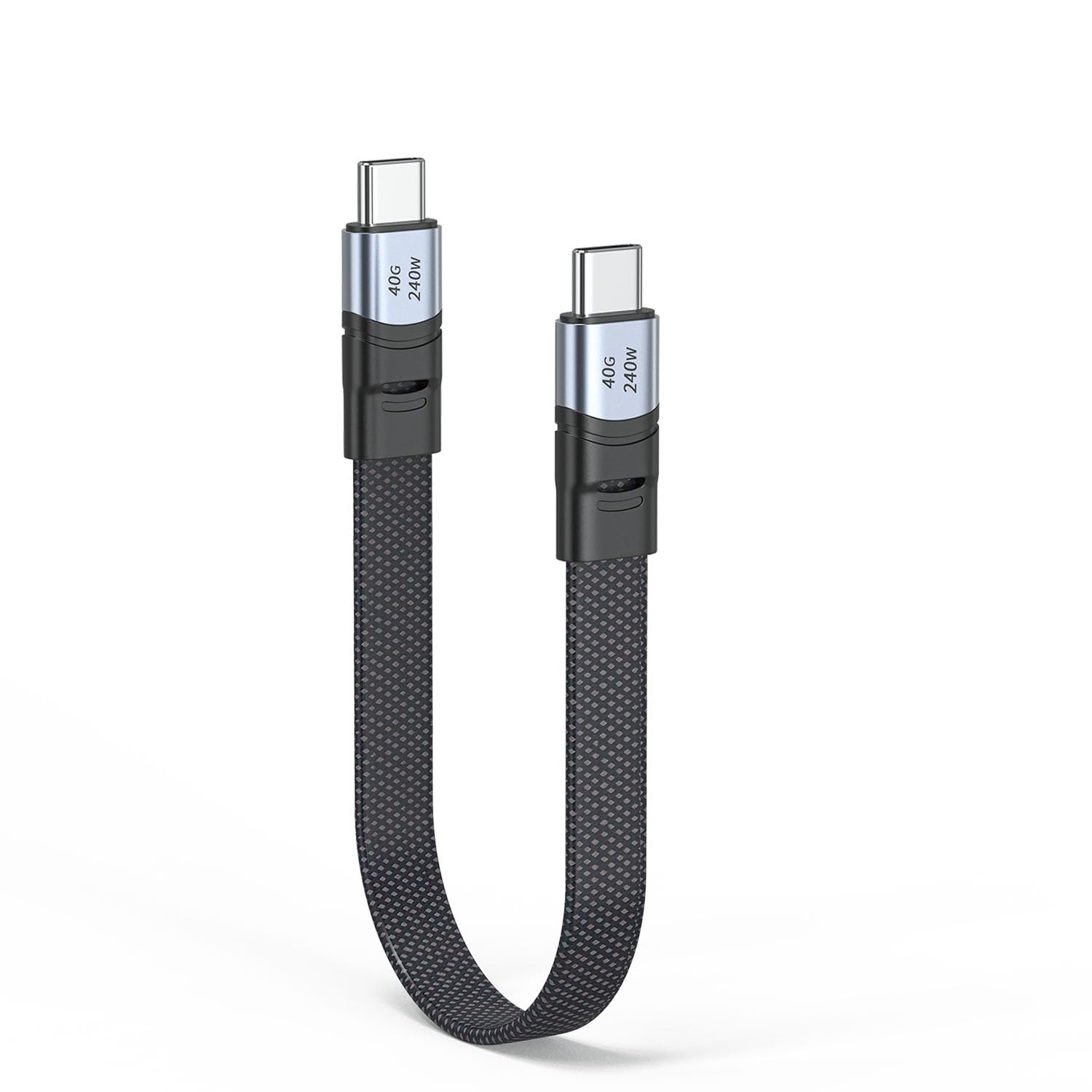 JUXINICE Short USB4 Cable Flat 1.6FT/50cm 240W Fast Charging 8K@60Hz 40Gbps Data Transfer USB C Male to Male Cable Compatible with iPhone15/16/17,