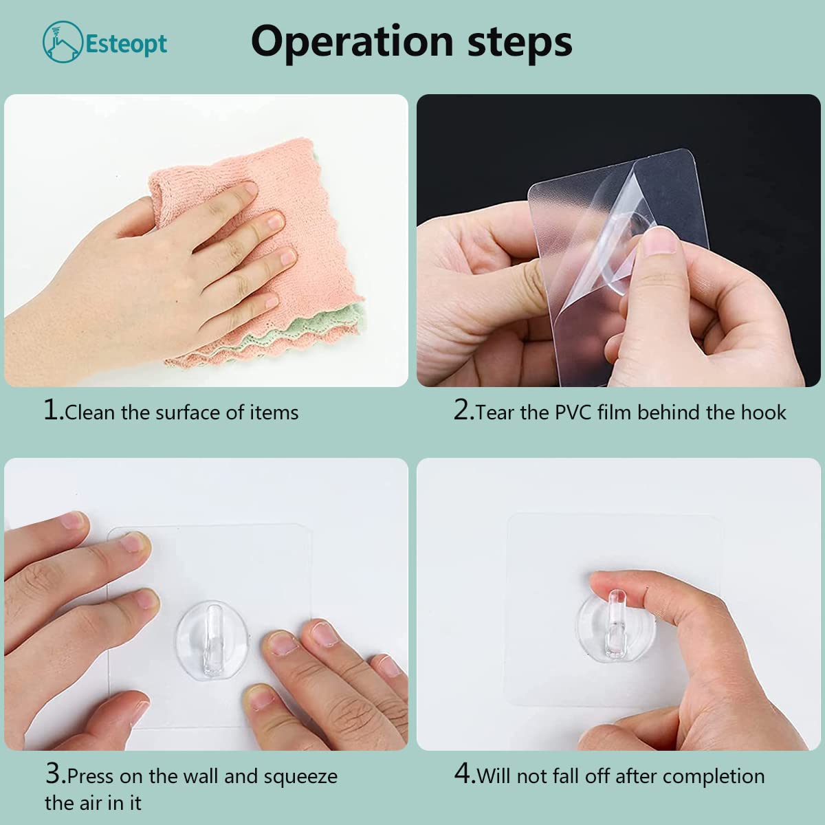 Lot De 20 Crochets Adhésifs Transparents Puissants, étanches