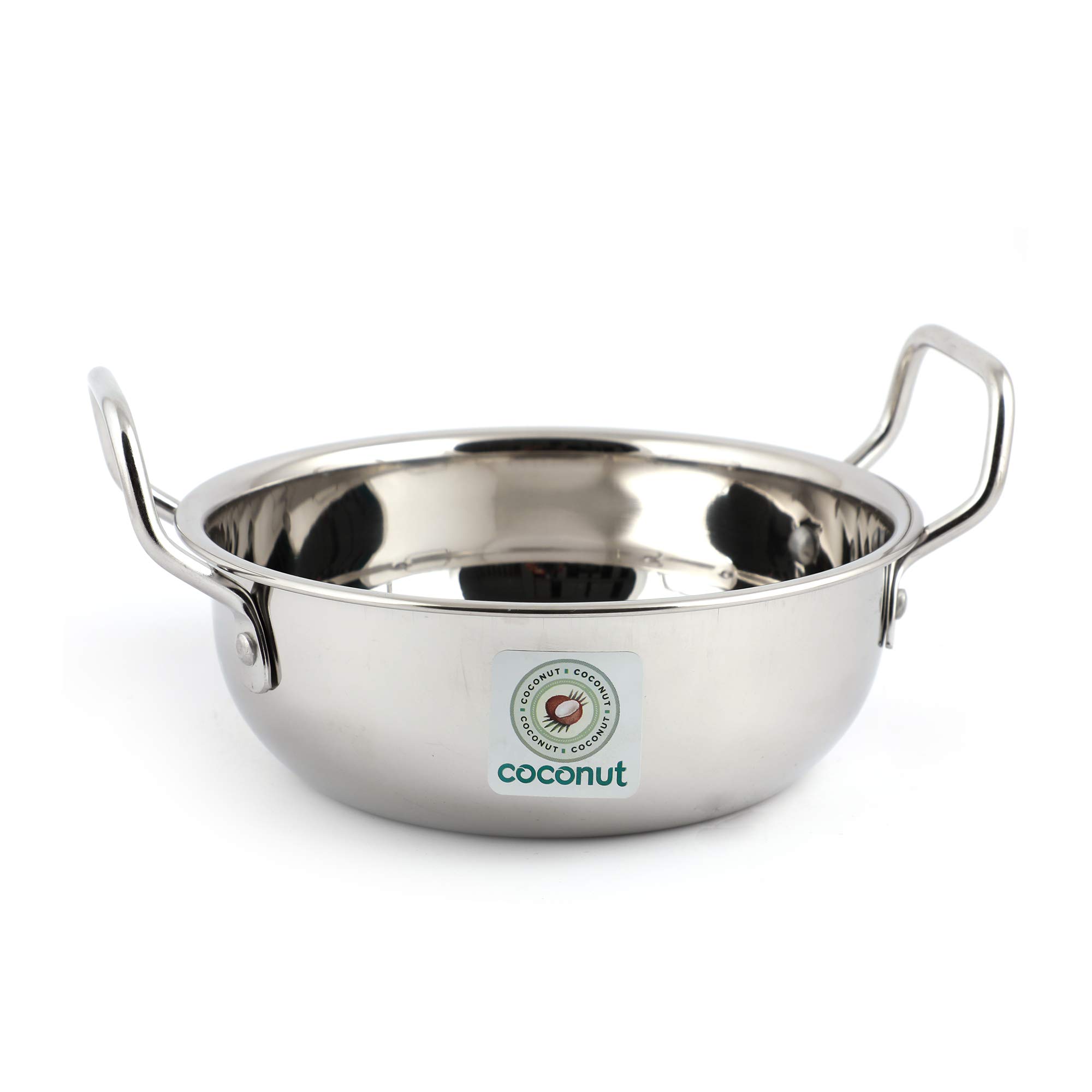 CoconutCoconut Stainless Steel Plain Kadai/Cookware for Kithchen Essentials - 1 Unit - Capacity - 3000 ML, Color - Silver - Dimension -25 cms