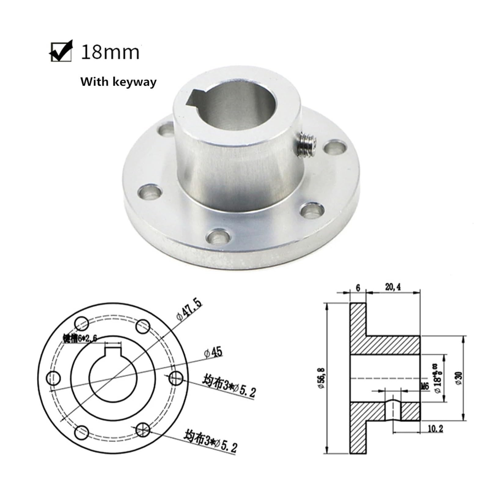 IOFIT Accouplement à Bride en Alliage d'aluminium, diamètre 5 6 8 10mm 12 14 15 16 18 Mm, 1 pièce (Color : 5mm, Size : A)