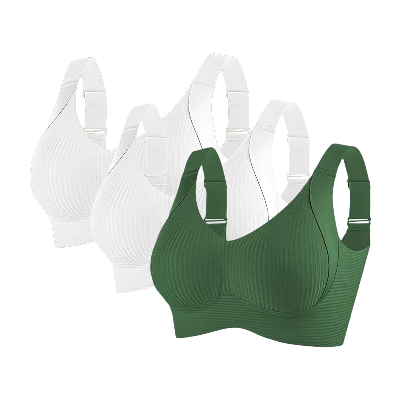 Reggiseni Comfort da Donna UK Sport Push Up Senza Cuciture Confezione da 3 Wireless a Costine Grandi Seni Cadenti Top da Donna Anziani Sport Support Lift Reggiseno Morbido Regolabile Comfort ad Alto