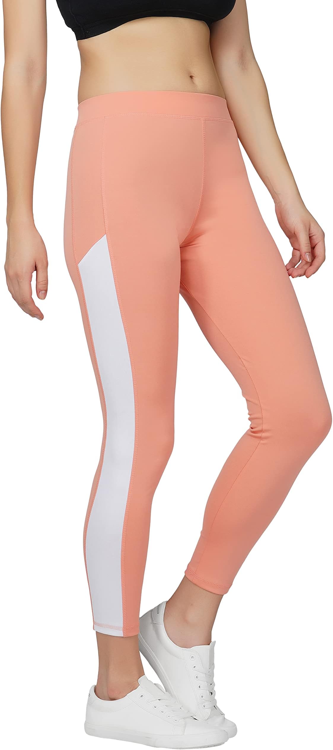Neu Look Fashion Women's Skinny Fit Polyester Track Pant (NLGT03BSH_Peach_L)
