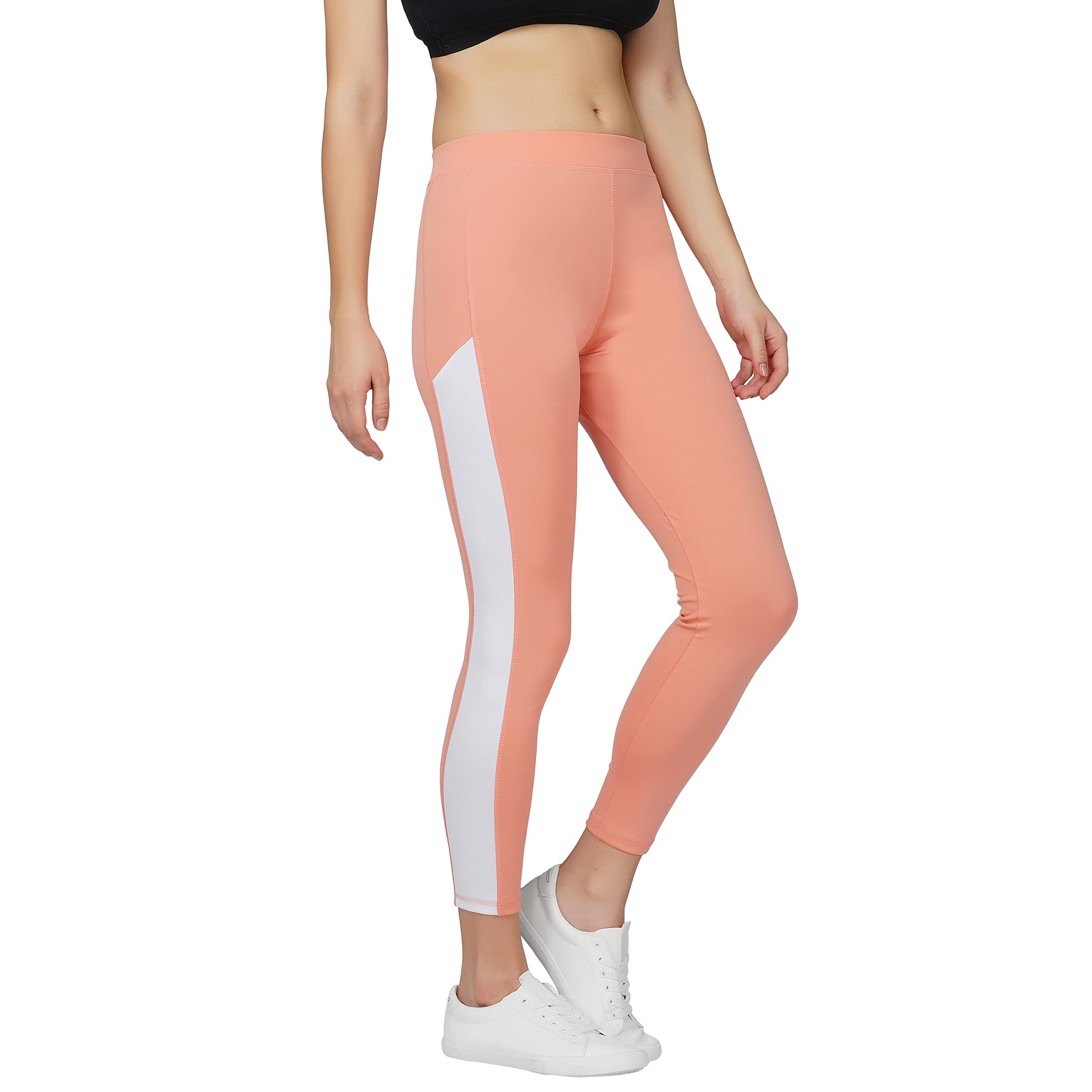 Neu Look Fashion Women's Skinny Fit Polyester Track Pant (NLGT03BSH_Peach_L)