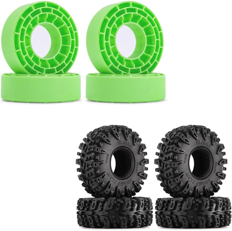 INJORA Silicone Rubber Inserts and 1.0 Tires for TRX4M AX24 SCX24 FCX24 1/18 1/24 RC Crawler Car