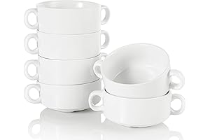 Foraineam Porcelain Bowls: White French Onion Soup Crocks