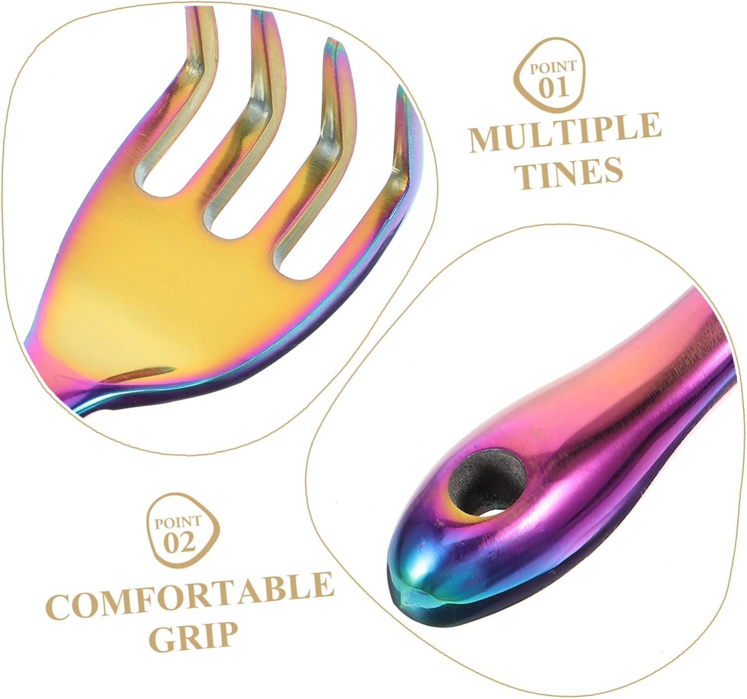 POPETPOP 4pcs Small Hand Rake Metal Garden Rake for Lawns Multi-Purpose Gardening Tool Tines