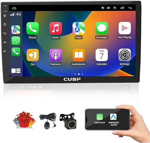Miniatura 7 de CUSP - Radio estéreo para automóvil con Android de 10.1 pulgadas, universal, doble DIN, inalámbrico, Apple Carplay y Android Auto 8 Core 8G+128G