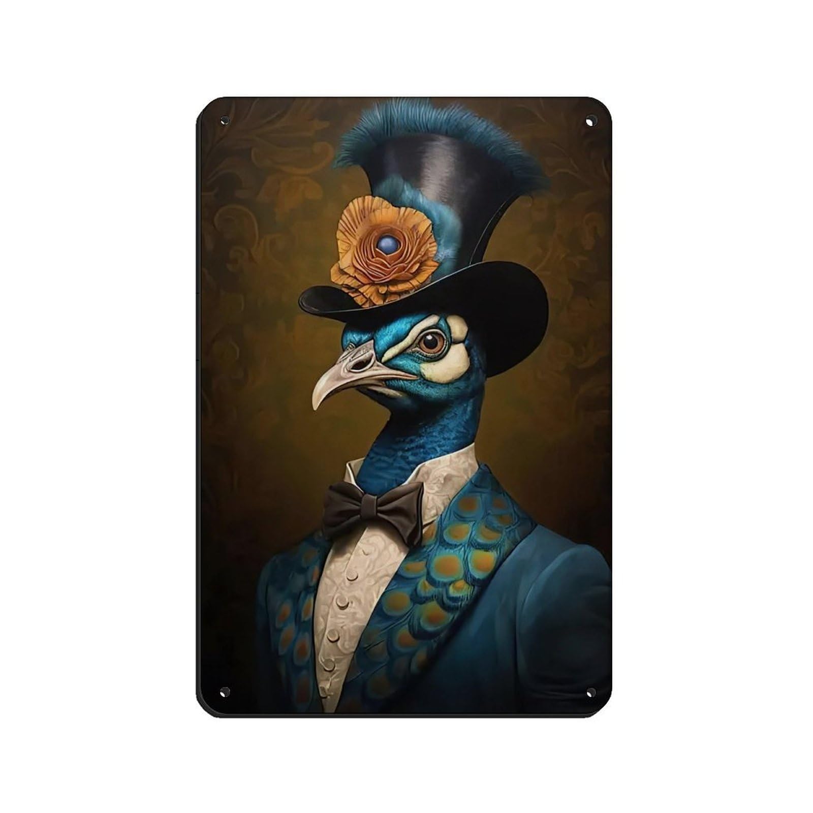 Vintage Renaissance Peacock Painting Poster Tin Sign Vintage Metal Pub Club Cafe Bar Home Wall Art Decoration Poster Retro 8x12inch(20x30cm)