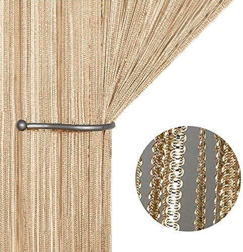 COASTAR Glitter String Curtain Panel Glitter Window Dividers Line Fly Screen Fringe Room Divider Blinds for Doors, Living Rooms, Bedrooms and Flys (1×2m, Golden)