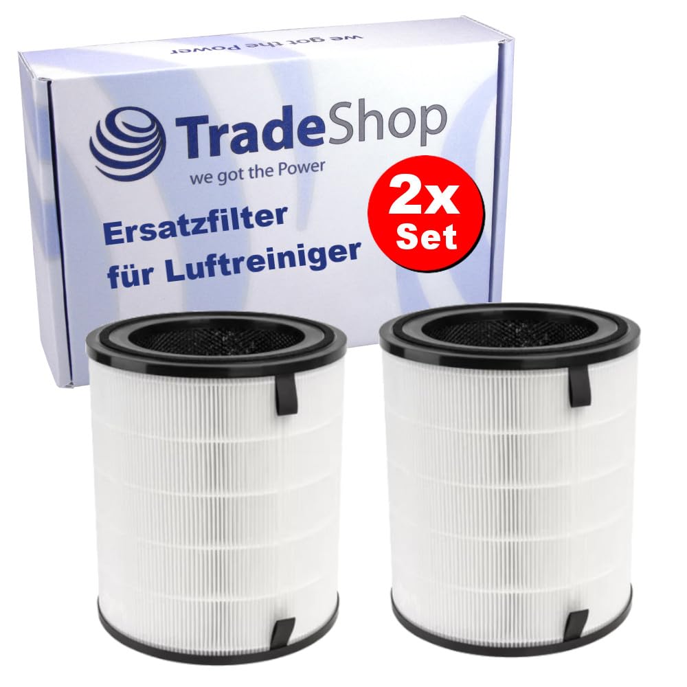 2 x Trade-Shop 3-stopniowy filtr zamienny (filtr wstępny, filtr z węglem aktywnym, filtr HEPA) kompatybilny z oczyszczaczem powietrza Levoit LV-H133-RF, zastępuje LV-H133-RF-RTL