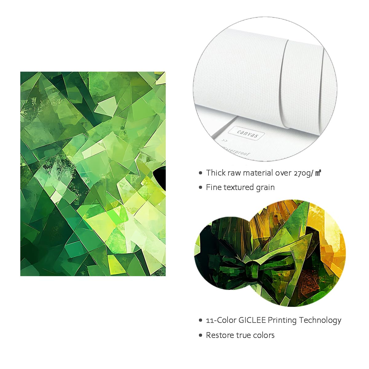 TOANGWALL St. Patrick's Day obraz na płótnie geometryczny człowiek zielony cylinder okulary przeciwsłoneczne abstrakcyjny styl mozaika liście malarstwo ścienne wydruki do dekoracji biura 85 x 100 cm