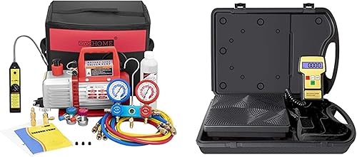 VIVOHOME Bomba de vacío de aire de paleta giratoria de una sola etapa de 110 V 13 HP 4CFM y kit de manómetro de colector de CA R134a con detector de disponible en Yaxa El Salvador