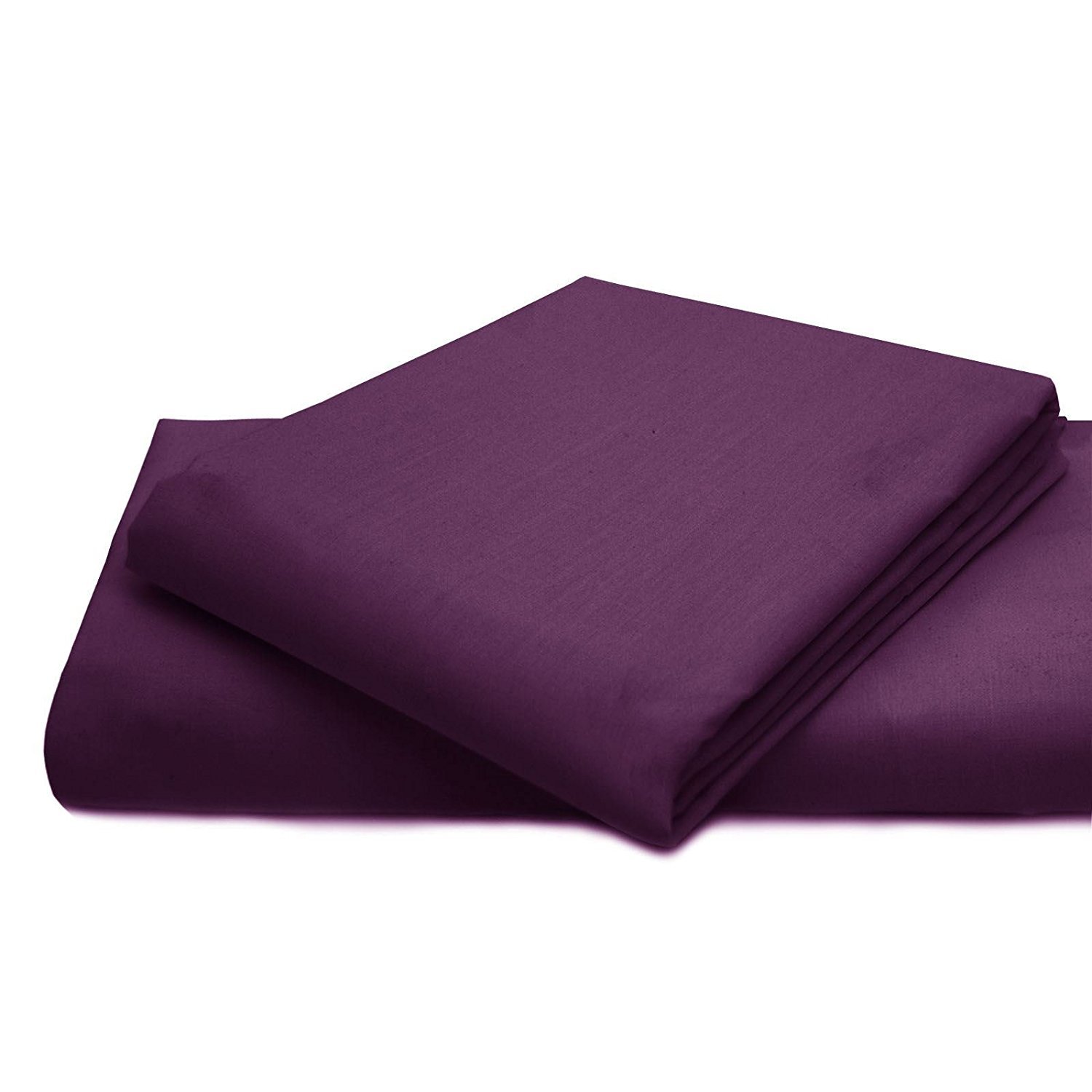 Queens Land Home Plum Non Iron Percale Pollycotton Flat Sheet (King, )