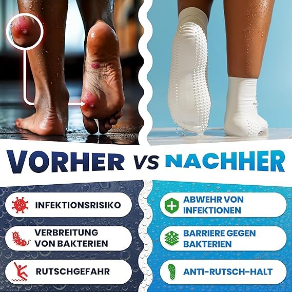 Aquasafe Badesocken – Wasserdichte Schwimmsocken Kinder – 100% Latexsocken – Rutschfeste Schwimmsocken für Hygiene & Sicherheit im Pool & zum Schutz vor Warzen – Schützende Wassersocken für Kinder