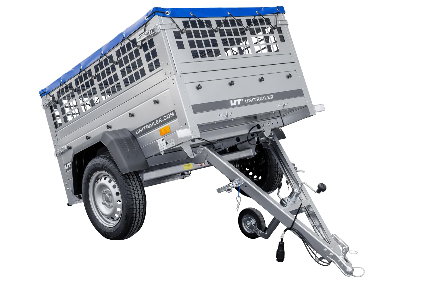 Kompakter Anhänger Garden Trailer 150 Kipp 150x106 cm 750 kg mit Laubgitteraufsatz