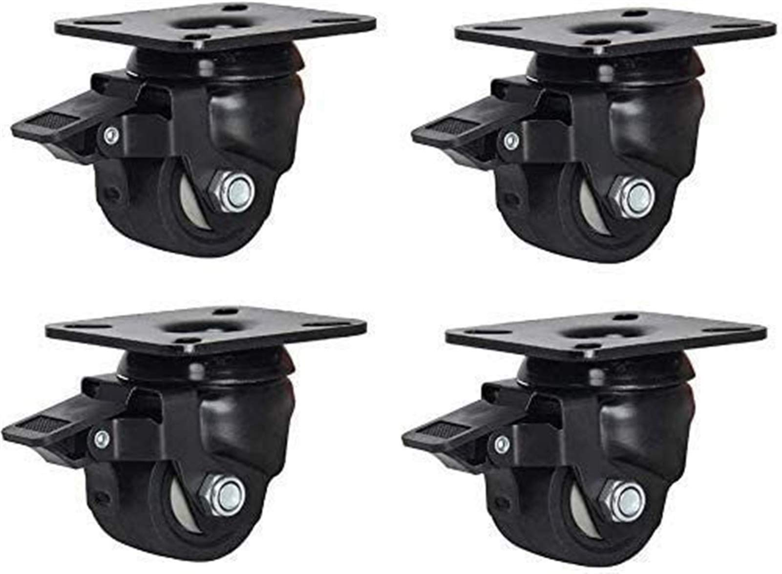 Roulettes de meubles caoutchouc noir de 75mm charge lourde 100kg pour établi atelier et meuble
