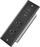 Vista 1 de Enchufe plano delgado tipo C empotrable, 20 W PD de carga rápida USB-C QC3.0 3A USB-A, enchufe 2 tomas de corriente y 2 puertos USB-A y 1 puerto