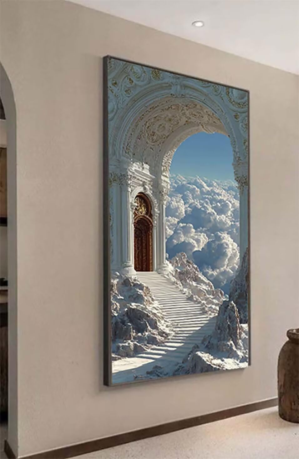 Malarstwo diamentowe w chmurze pełny zestaw, diamentowe malarstwo architektura obrazy diamentowe diamentowe kryształowe sztuki zestaw do haftu krzyżykowego puzzle, do dekoracji ścian domu 60 x 120 cm