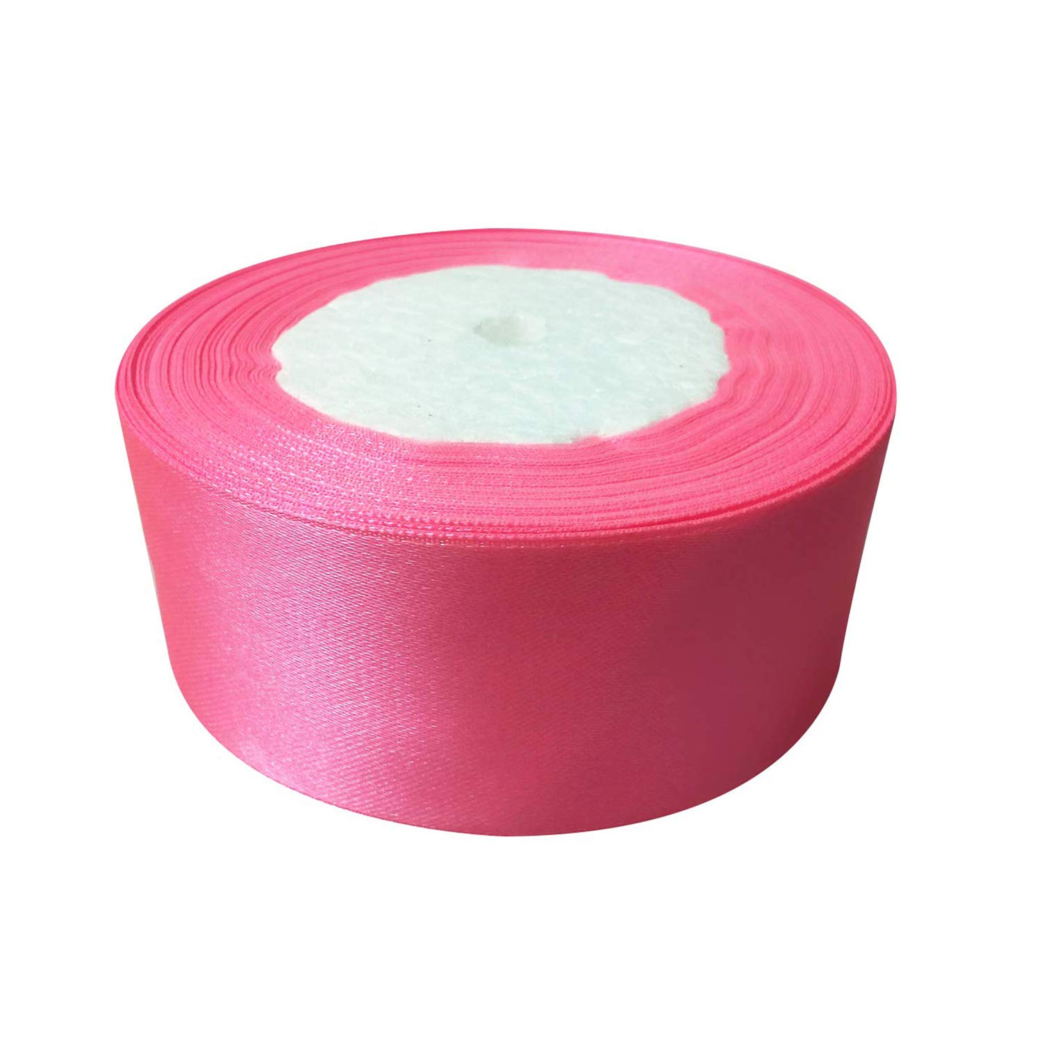 Trimming Shop 50mm Double Sided Satin Ribbon 25 Metres Roll - 100% Polyester Craft Ribbon for Gift Wrapping, Bow Making, Sewing, Wedding Decoration, Hair Accessories & DIY Crafts, Rose Pink — image 1