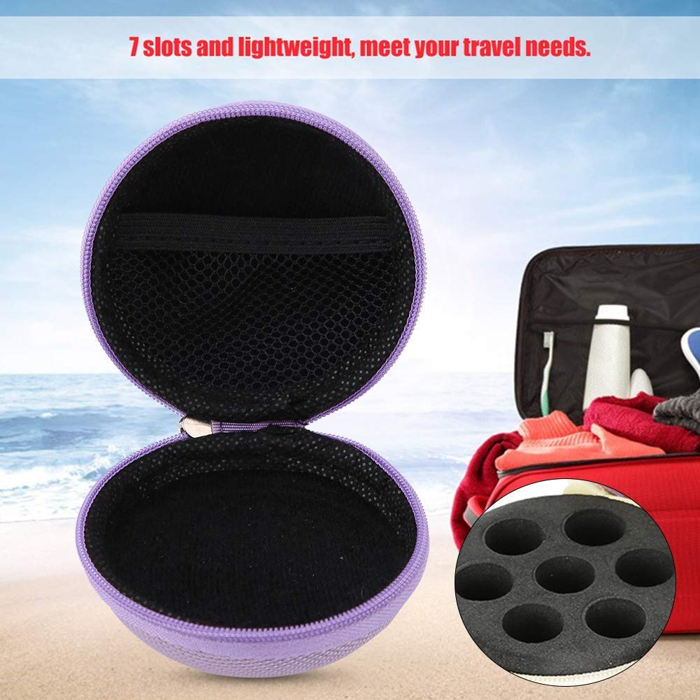 Essential Oil Storage Case, Portable Essential Oil Bag 7 Slots 5ml, 10ml, 15ml Travel Size Bottles Organizer Holder Container (Purple) - Image 2