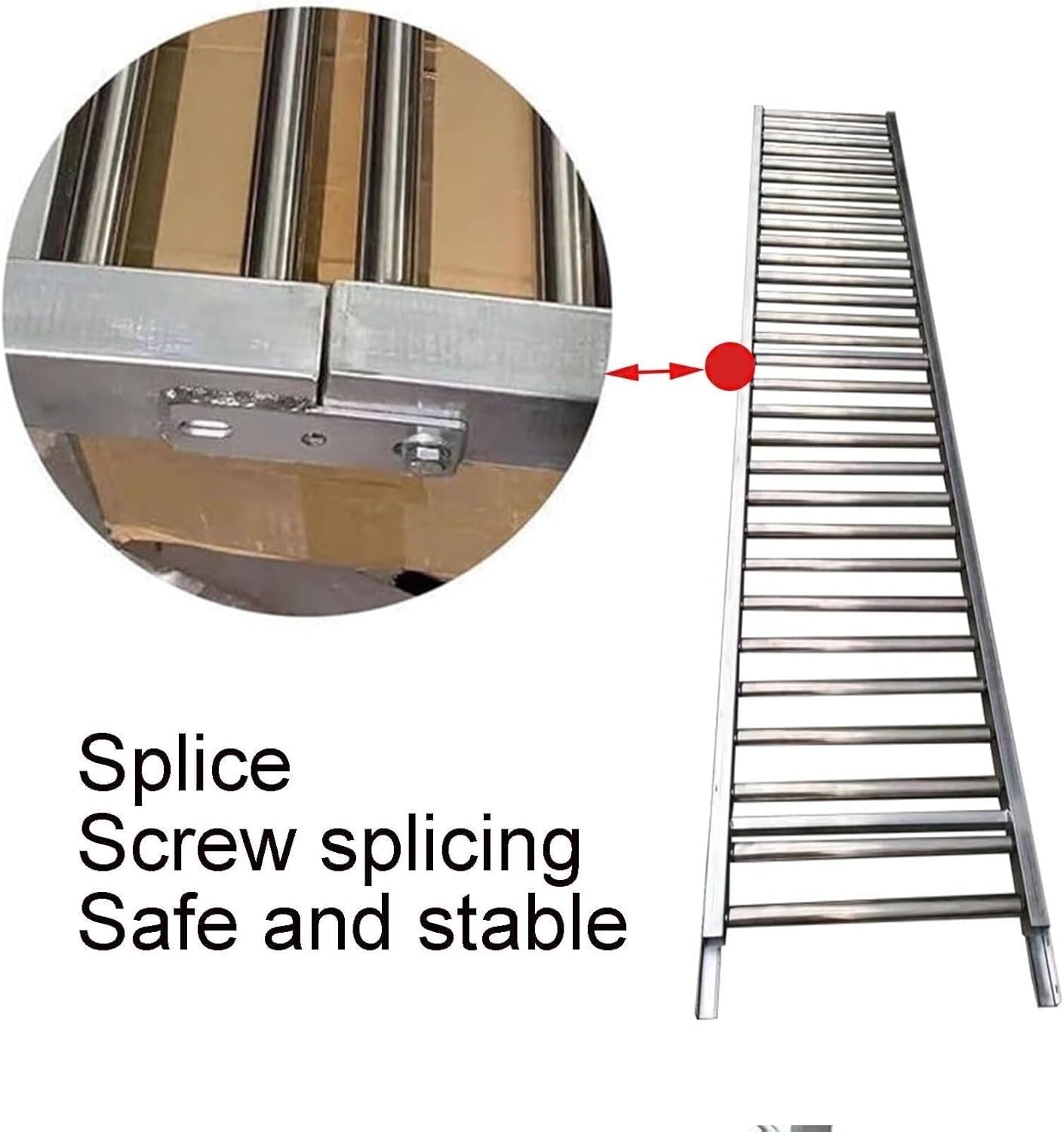 Trasportatore a rulli in acciaio resistente, 40x100CM, ideale per il carico e lo scarico del magazzino, design modulare zincato per una movimentazione efficiente dei materiali