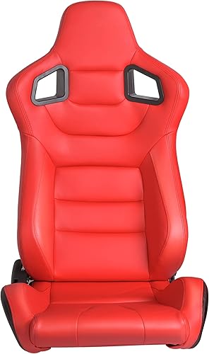 Vista 2 de Elountik 2 asientos universales ajustables de carreras con deslizadores dobles, asientos reclinables tapizados de piel sintética, 1 par de asientos