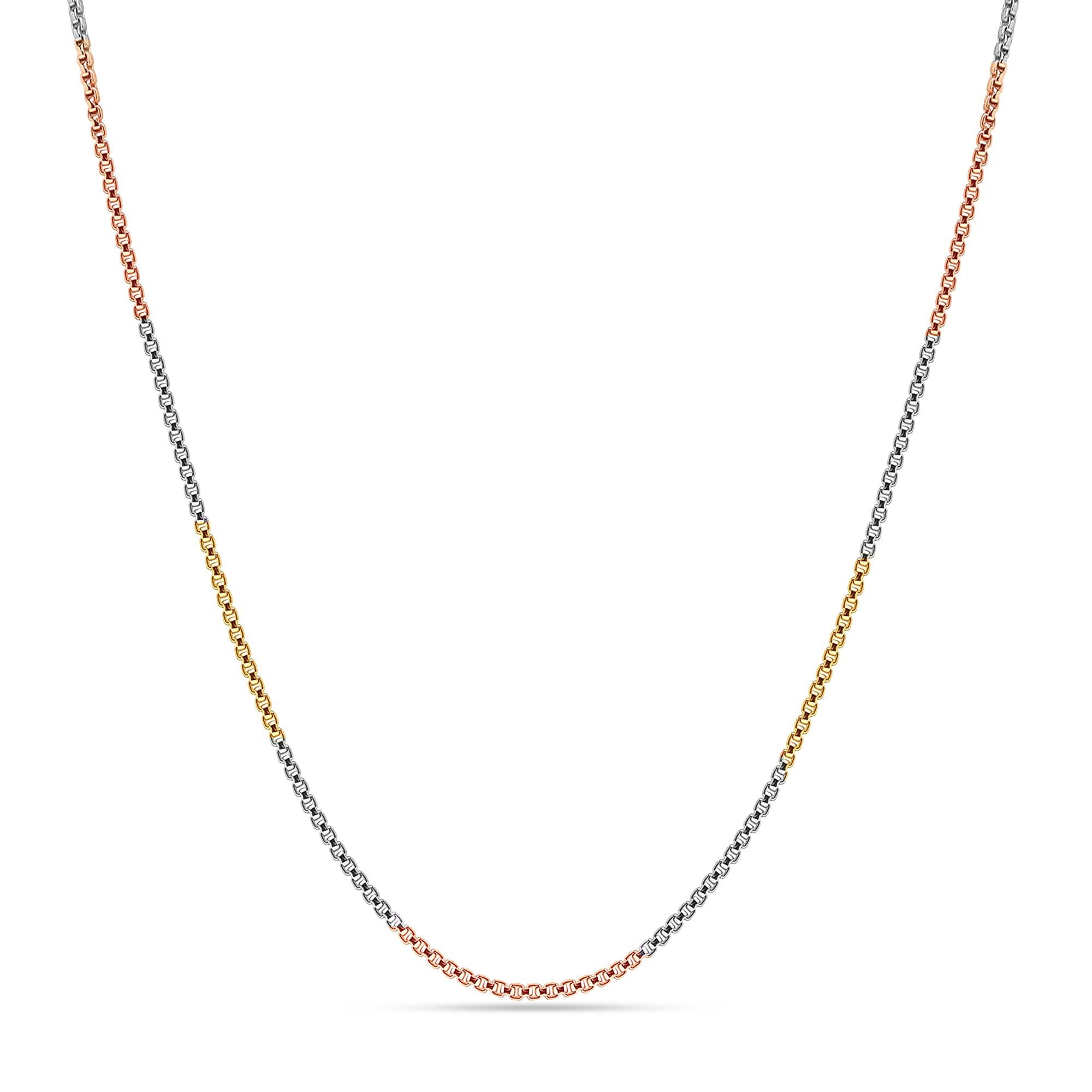LeCalla 925 Sterling Silver BIS Hallmarked Italian Tricolor Plated Box Chain Necklace for Women 18 Inches (B0C467Y81W) Amazon Price History, Amazon Price Tracker