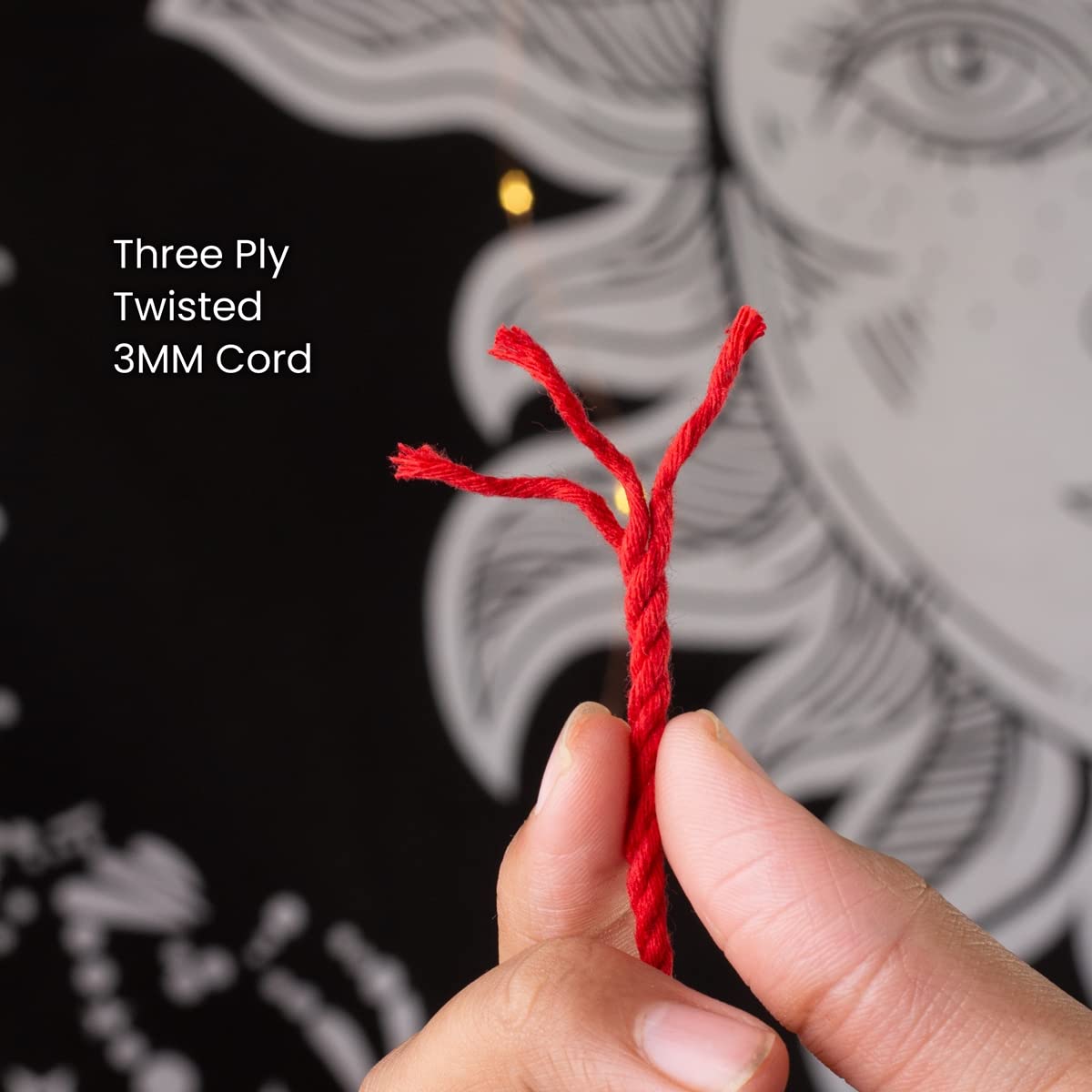 BOBBINY 3 Ply Twisted Macrame Cotton Cord Dori (Roll Packaging) Thread For Macrame DIY And Other Projects | Red | 3Mm, 50 Meter, 1 Count 3