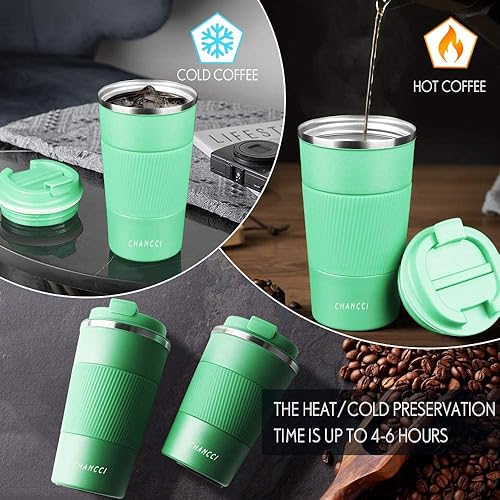 Miniatura 3 de Taza de café de viaje a prueba de derrames, a prueba de fugas, taza de café aislada de 12 onzas con tapa de rosca, vaso de acero inoxidable al