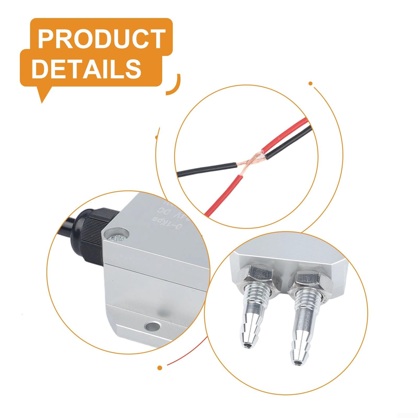 Sensor de transmisor de presión diferencial de 4-20 mA, rango de 0-2 kPa, cuerpo de aleación con boquillas de pagoda para medición de presión de viento de aire, salida de 24 V CC, ambiente de -20 a 85