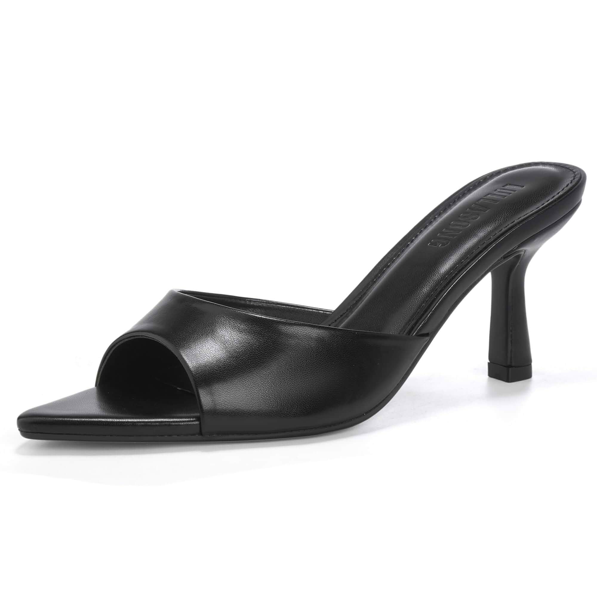LULLASONG Women's Kitten Heels Open Pointed Toe Slip On Heels Mid Heeled Sandals for Women