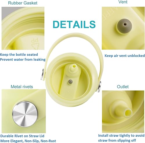 Miniatura 6 de KMN Tapa de popote para boca ancha Hydro Flask, tapas con popote para Hydroflask de boca ancha de 12, 16, 18, 20, 32, 40 onzas, tapa de popote de