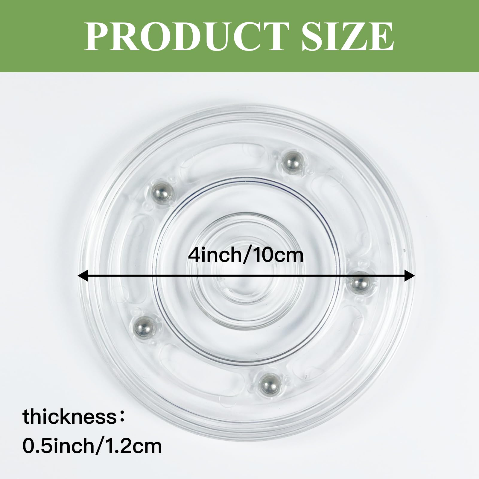 QUARKZMAN Lazy Susan Draaischijven, 4 stuks, acryl, 7,5 cm, heldere draaischijf-organizer, kogellagers, 360 graden draaibare plank voor kruidenrek