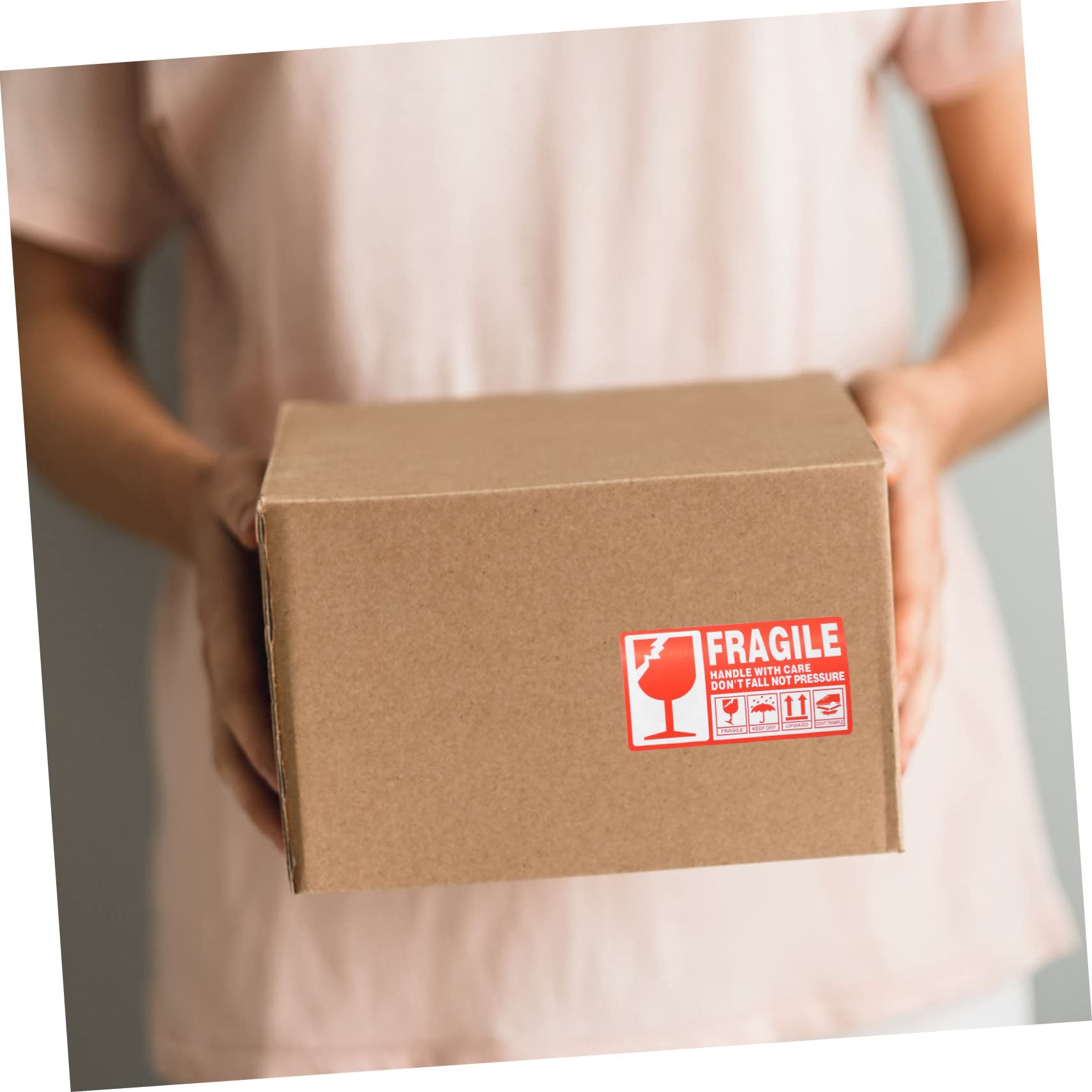 Etichette Fragile Rosso Bianco 1 Rotolo Adesive Avviso Spedizione | Facili da Applicare, Leggere e Pratiche da Riporre, Supporto per Imballaggi e Gestione Collo