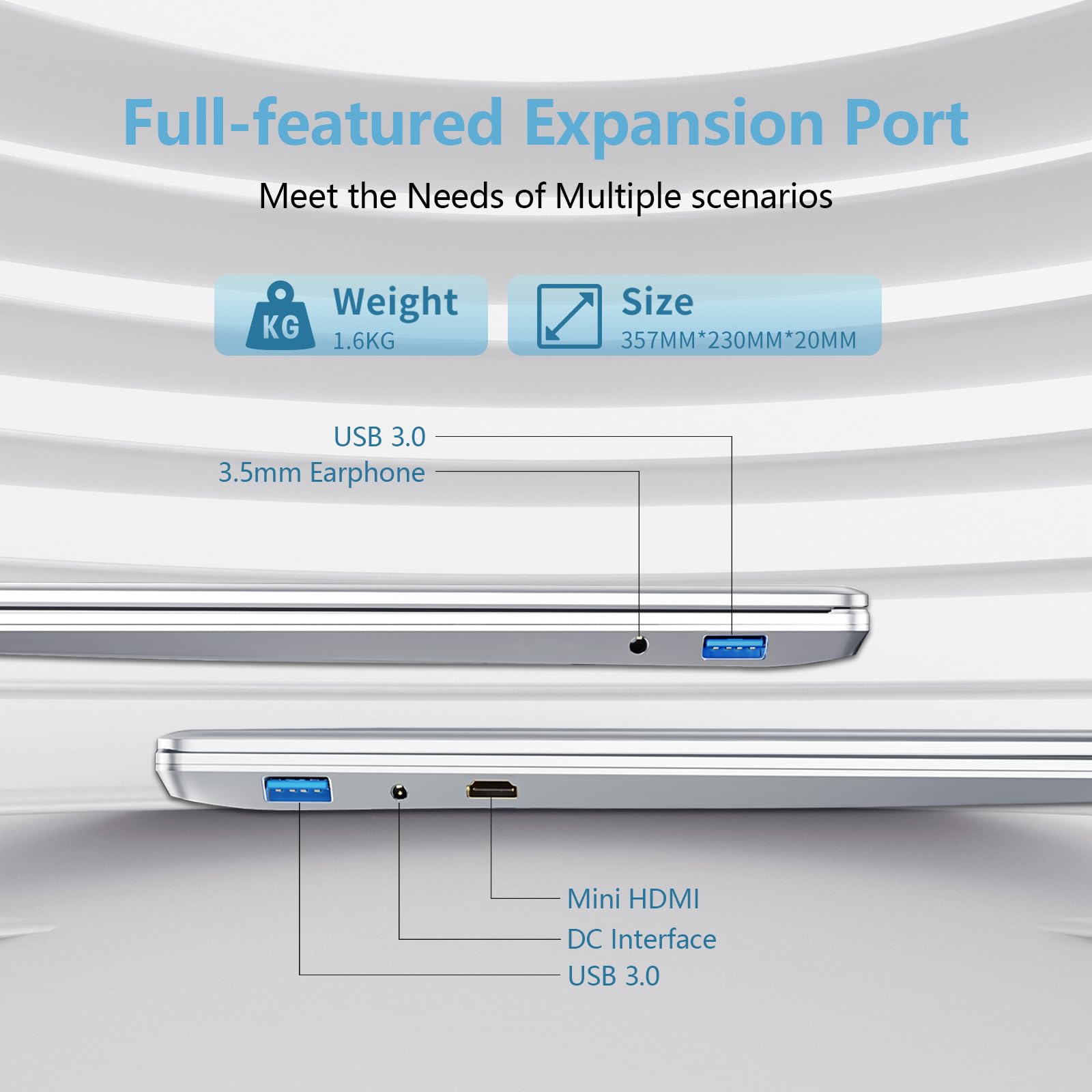 Ekonavi Portatile PC 15,6 pollici, 16 GB di RAM 512 GB SSD Celeron N5095 Notebook, Laptop 1920 * 1080 FHD Touch ID Dual-Band WiFi Win11 Pro, con tastiera retroilluminata full size